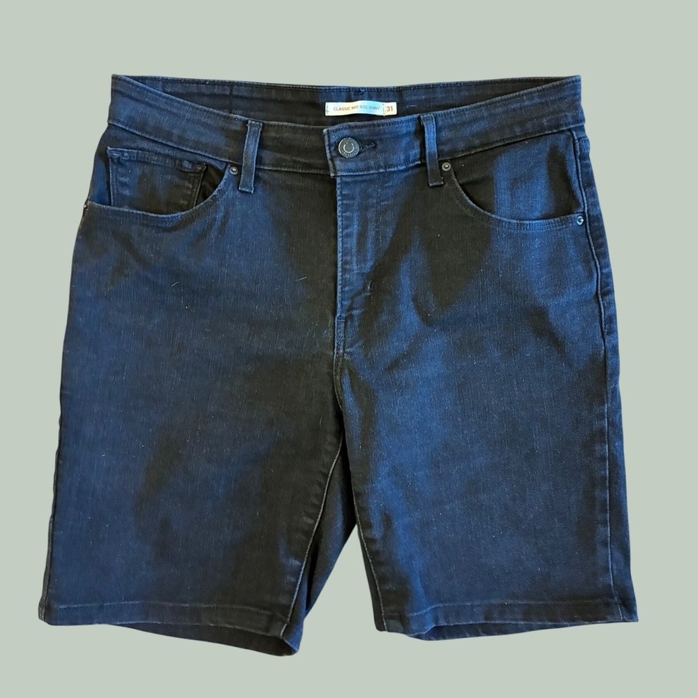 Levis Classic Mid Rise Skinny Black Denim Shorts Mens 31 58575-0164